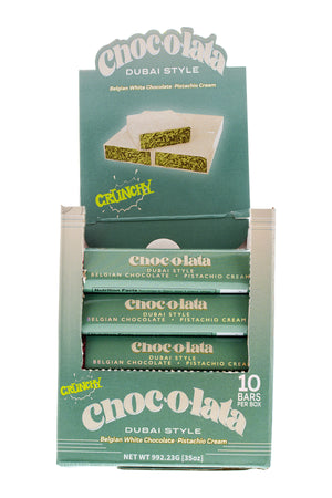 CHOCOLATA Dubai Style Crunchy White Chocolate 3.5oz Bar 10 Pack