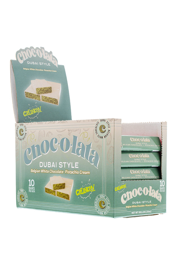 CHOCOLATA Dubai Style Crunchy White Chocolate 3.5oz Bar 10 Pack
