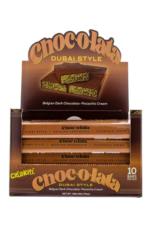 CHOCOLATA Dubai Style Crunchy Dark Chocolate Bar 10 Pack