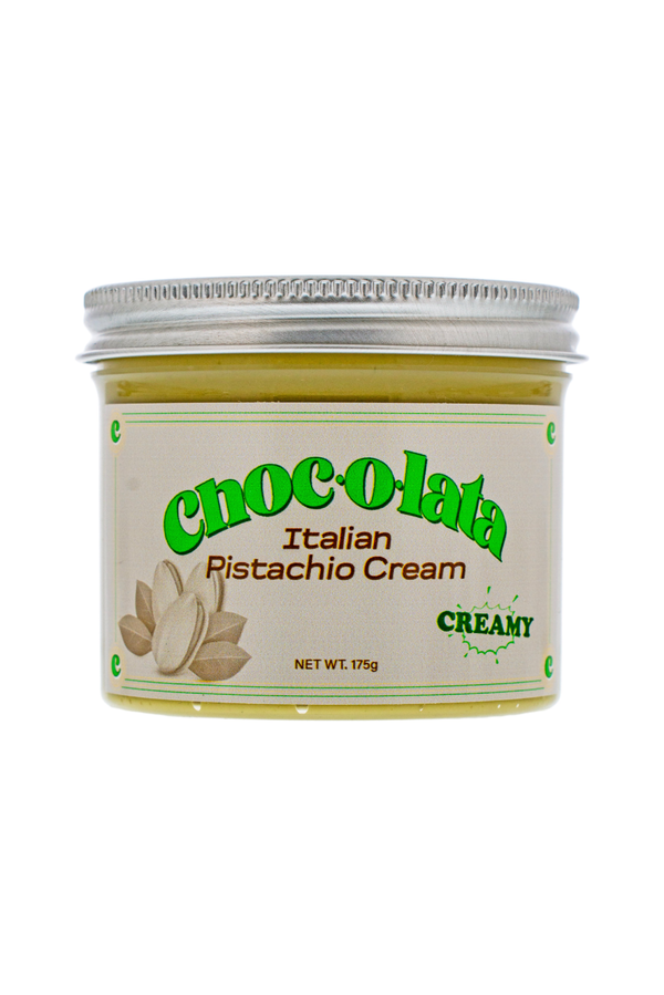 Jar of Chocolata Italian Pistachio Cream on a white background