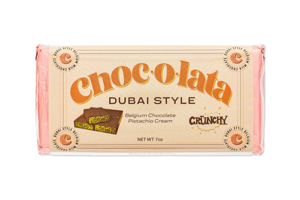CHOCOLATA Dubai Style Crunchy Belgian chocolate bar with pistachio cream filling, 7oz gourmet treat